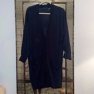 Zara Oversized Navy Knit Cardigan